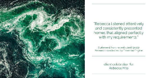 Testimonial for real estate agent Rebecca Hite with Huntington Properties, LLC in Englewood, CO: "Rebecca listened attentively and consistently presented homes that aligned perfectly with my requirements."