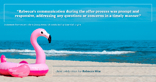 Testimonial for real estate agent Rebecca Hite with Huntington Properties, LLC in Englewood, CO: "Rebecca's communication during the offer process was prompt and responsive, addressing any questions or concerns in a timely manner."
