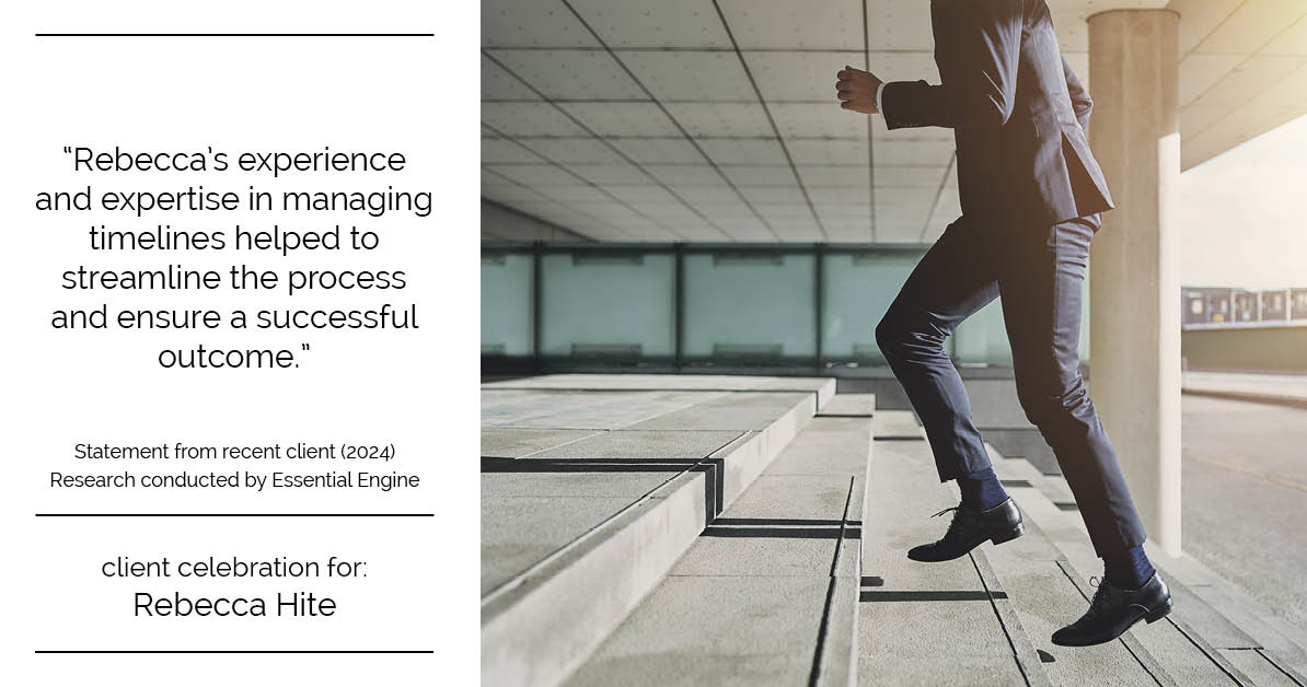 Testimonial for real estate agent Rebecca Hite with Huntington Properties, LLC in Englewood, CO: "Rebecca's experience and expertise in managing timelines helped to streamline the process and ensure a successful outcome."