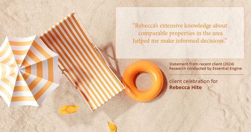 Testimonial for real estate agent Rebecca Hite with Huntington Properties, LLC in Englewood, CO: "Rebecca's extensive knowledge about comparable properties in the area helped me make informed decisions."