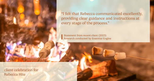 Testimonial for real estate agent Rebecca Hite with Huntington Properties, LLC in Englewood, CO: "I felt that Rebecca communicated excellently, providing clear guidance and instructions at every stage of the process."