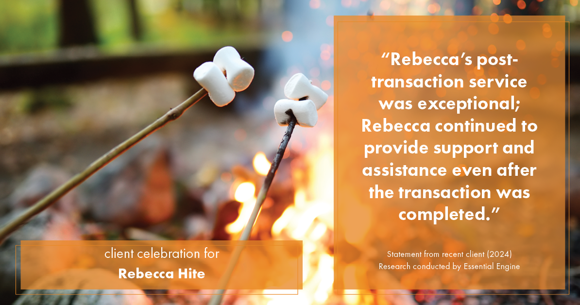 Testimonial for real estate agent Rebecca Hite with Huntington Properties, LLC in Englewood, CO: "Rebecca's post-transaction service was exceptional; Rebecca continued to provide support and assistance even after the transaction was completed."