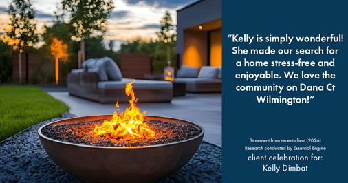 Testimonial for real estate agent Kelly Dimbat with Lamacchia Realty, Inc. in Woburn, MA: "Kelly is simply wonderful! She made our search for a home stress-free and enjoyable. We love the community on Dana Ct Wilmington!"